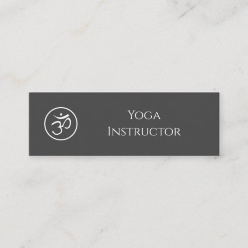 Yoga Instructor Simple Om Symbol QR code Gray Mini Business Card