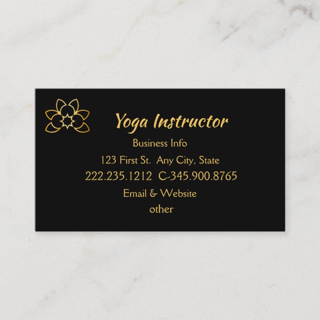 Yoga Instructor Studio Business Card (Front)
