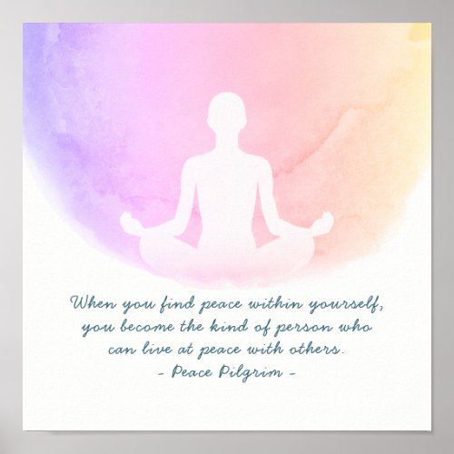 Yoga Instructor Studio Meditation Easy Pose Quotes Poster