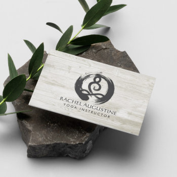 Yoga Instructor Studio Meditation Pose Bodhi Leaf Business Card by ReadyCardCard at Zazzle