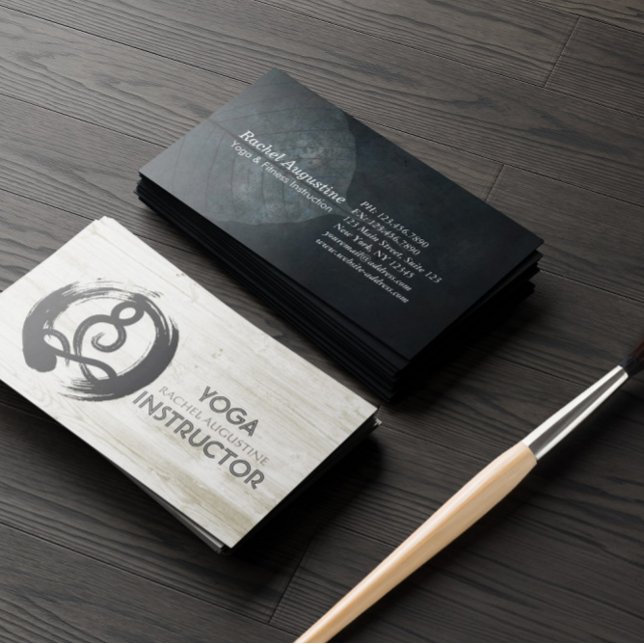 Yoga Instructor Studio Meditation Pose Bodhi Leaf Business Card (Creator Uploaded)