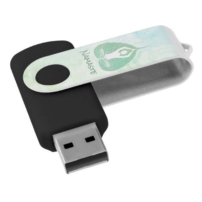 Yoga Instructor Studio Meditation Pose Bodhi Leaf  Flash Drive (Angled)