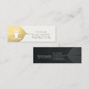 Yoga Instructor Studio Meditation Pose Bodhi Leaf  Mini Business Card