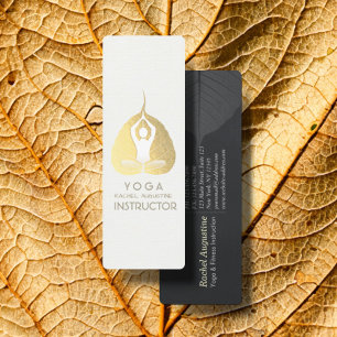 Yoga Instructor Studio Meditation Pose Bodhi Leaf  Mini Business Card