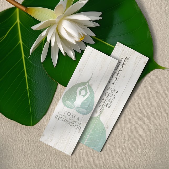 Yoga Instructor Studio Meditation Pose Bodhi Leaf Mini Business Card (Creator Uploaded)