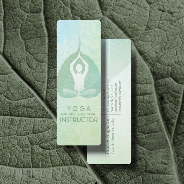 Yoga Instructor Studio Meditation Pose Bodhi Leaf  Mini Business Card (Creator Uploaded)
