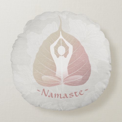 Yoga Instructor Studio Meditation Pose Bodhi Leaf  Round Pillow