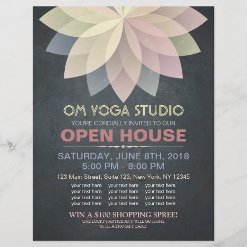YOGA Instructor Studio Open House Lotus Mandala Flyer