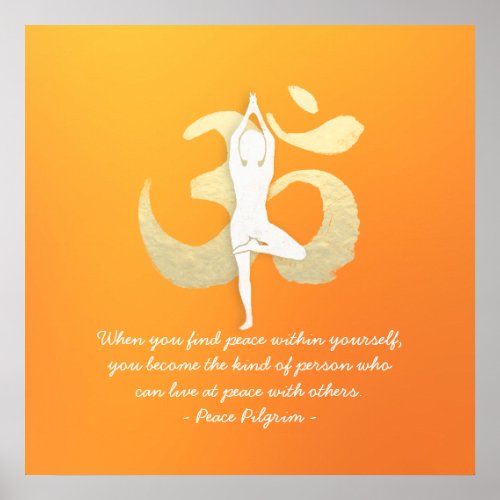 Yoga Instructor Studio Quotes Tree Pose OM Symbol Poster