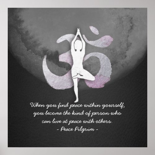 Yoga Instructor Studio Quotes Tree Pose OM Symbol Poster