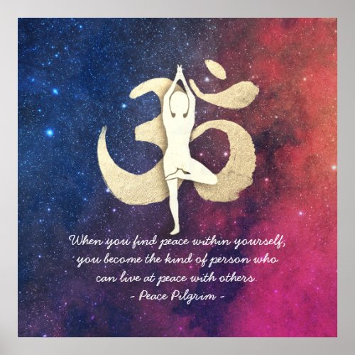 Yoga Instructor Studio Quotes Tree Pose OM Symbol Poster