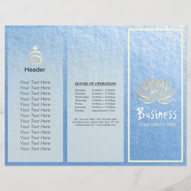 Yoga Instructor Studio Tri-Fold Brochure Lotus (Front)