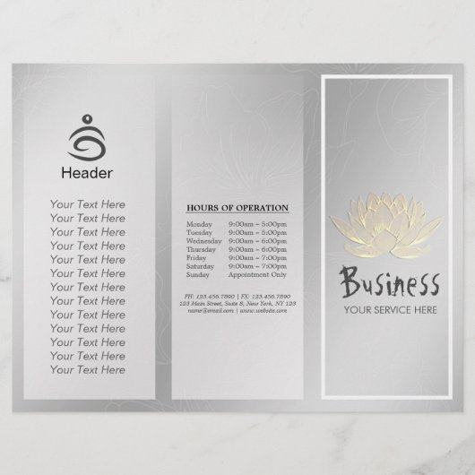 Yoga Instructor Studio Tri-Fold Brochure Lotus (Front)