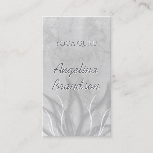 Yoga Instructor Stylized Lotus Flower Gray Card (Front)