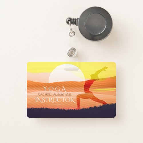 Yoga Instructor Sun Salutation Crescent Moon Pose Badge