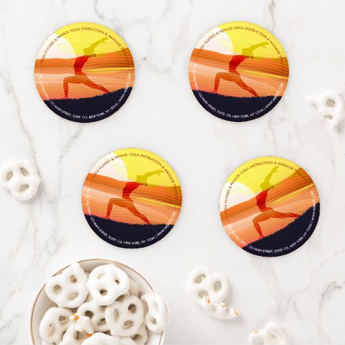 Yoga Instructor Sun Salutation Crescent Moon Pose  Coaster Set