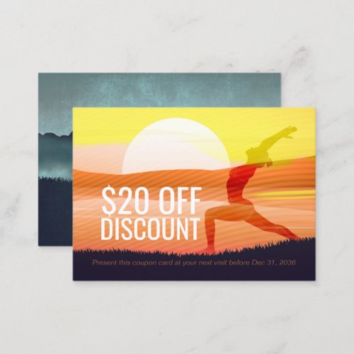 Yoga Instructor Sun Salutation Crescent Moon Pose Discount Card