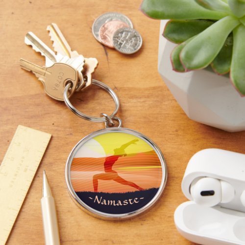 Yoga Instructor Sun Salutation Crescent Moon Pose  Keychain