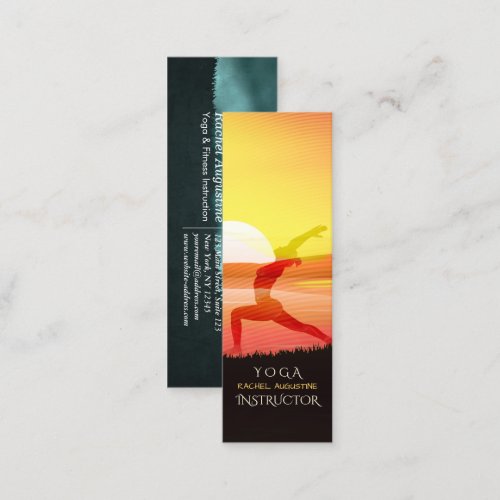 Yoga Instructor Sun Salutation Crescent Moon Pose Mini Business Card
