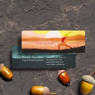 Yoga Instructor Sun Salutation Crescent Moon Pose Mini Business Card