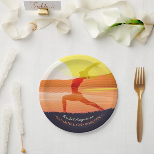 Yoga Instructor Sun Salutation Crescent Moon Pose  Paper Plates