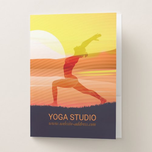 Yoga Instructor Sun Salutation Crescent Moon Pose Pocket Folder