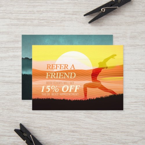 Yoga Instructor Sun Salutation Crescent Moon Pose Referral Card