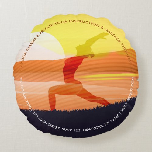 Yoga Instructor Sun Salutation Crescent Moon Pose  Round Pillow