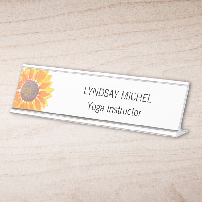 Yoga Instructor Sunflower Personalized  Desk Name Plate (Creator Uploaded)