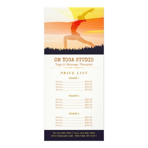Yoga Instructor Sunset Half Moon Pose Price List R Rack Card