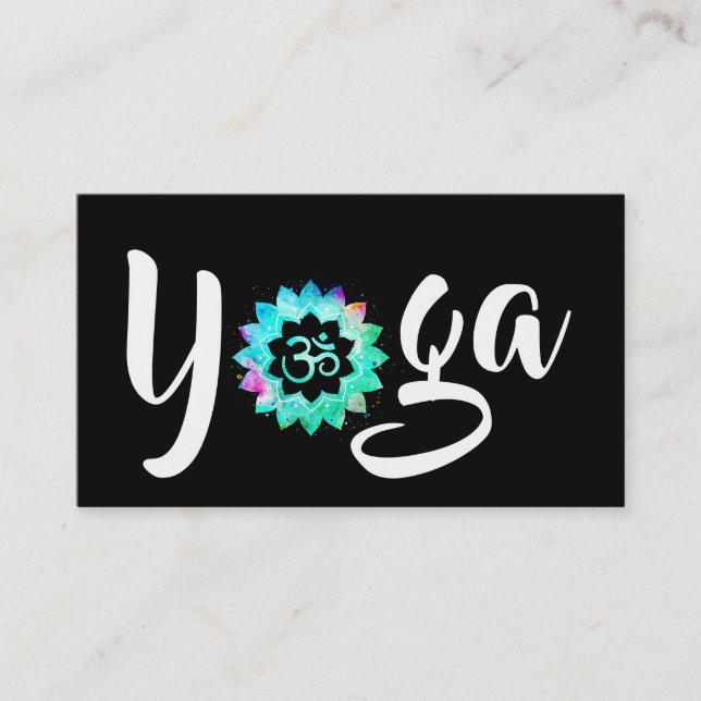 ** Yoga Instructor Teacher OM  Aum  Lotus Mandala Business Card (Front)