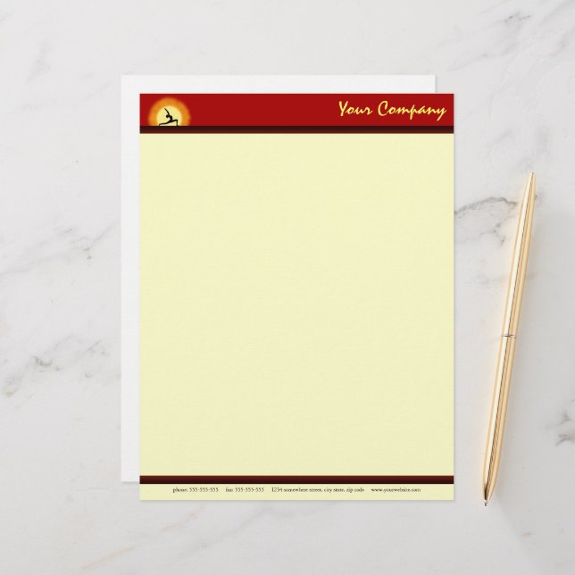 Yoga Instructor Teacher Pose Sunrise Letterhead (Front/Back In Situ)