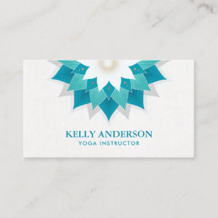 Yoga Instructor Teal Lotus Floral Business Card