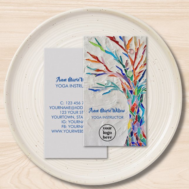 Yoga instructor Tree Of Life Logo Business Card (Creator Uploaded)