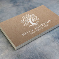 Yoga Instructor Tree of Life Rustic Kraft Business Card