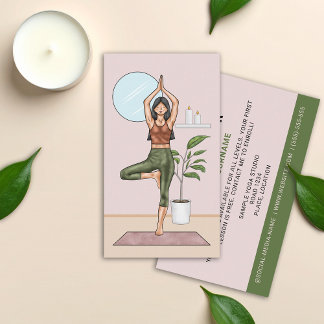 Yoga Instructor Tree Pose Balance Fitness Trainer Business Card
