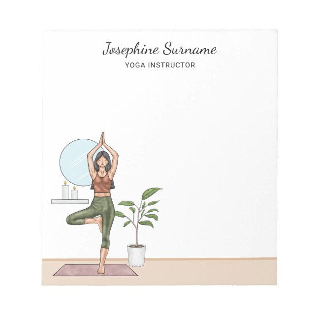 Yoga Instructor Tree Pose Workout Fitness Woman Notepad (Front)