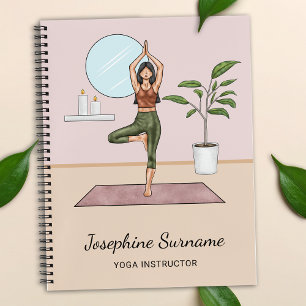 Yoga Instructor Tree Pose Workout Girl Custom Name Notebook