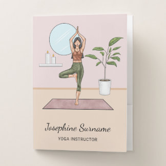 Yoga Instructor Tree Pose Workout Girl Custom Name Pocket Folder