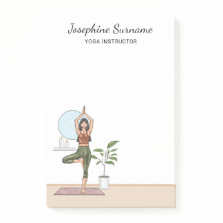 Yoga Instructor Tree Pose Workout Girl Custom Name Post-it Notes