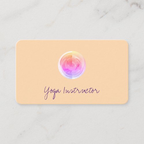 Yoga Instructor Trendy Peach Colorful Moon Business Card