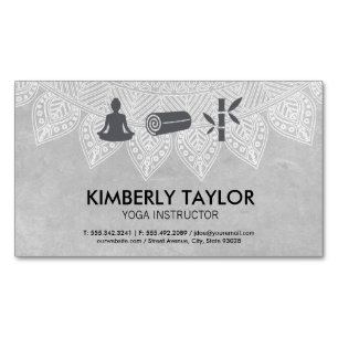 Yoga Instructor Tribal Pattern Meditation Business Card Magnet