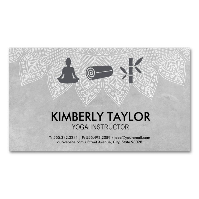 Yoga Instructor Tribal Pattern Meditation Business Card Magnet (Front)