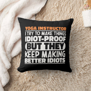 Yoga Instructor Try To Make Meditation Specialist Throw Pillow