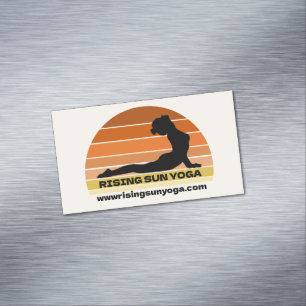Yoga Instructor Upward Facing Dog Pose Sunrise Business Card Magnet
