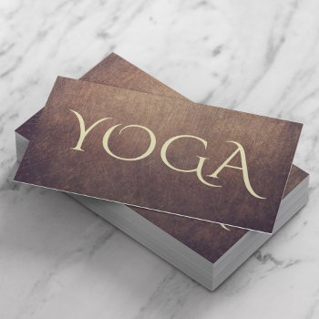 Yoga Instructor Vintage Gold & Leather Business Card by cardfactory at Zazzle