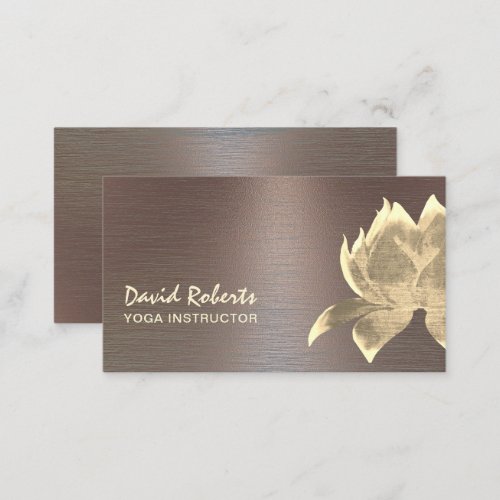 Yoga Instructor Vintage Gold Lotus Copper Metallic Business Card