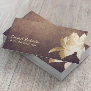 Yoga Instructor Vintage Gold Lotus Flower Business Card