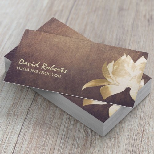 Yoga Instructor Vintage Gold Lotus Flower Business Card