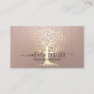 Yoga Instructor Vintage Gold Zen Tree Spa Business Card